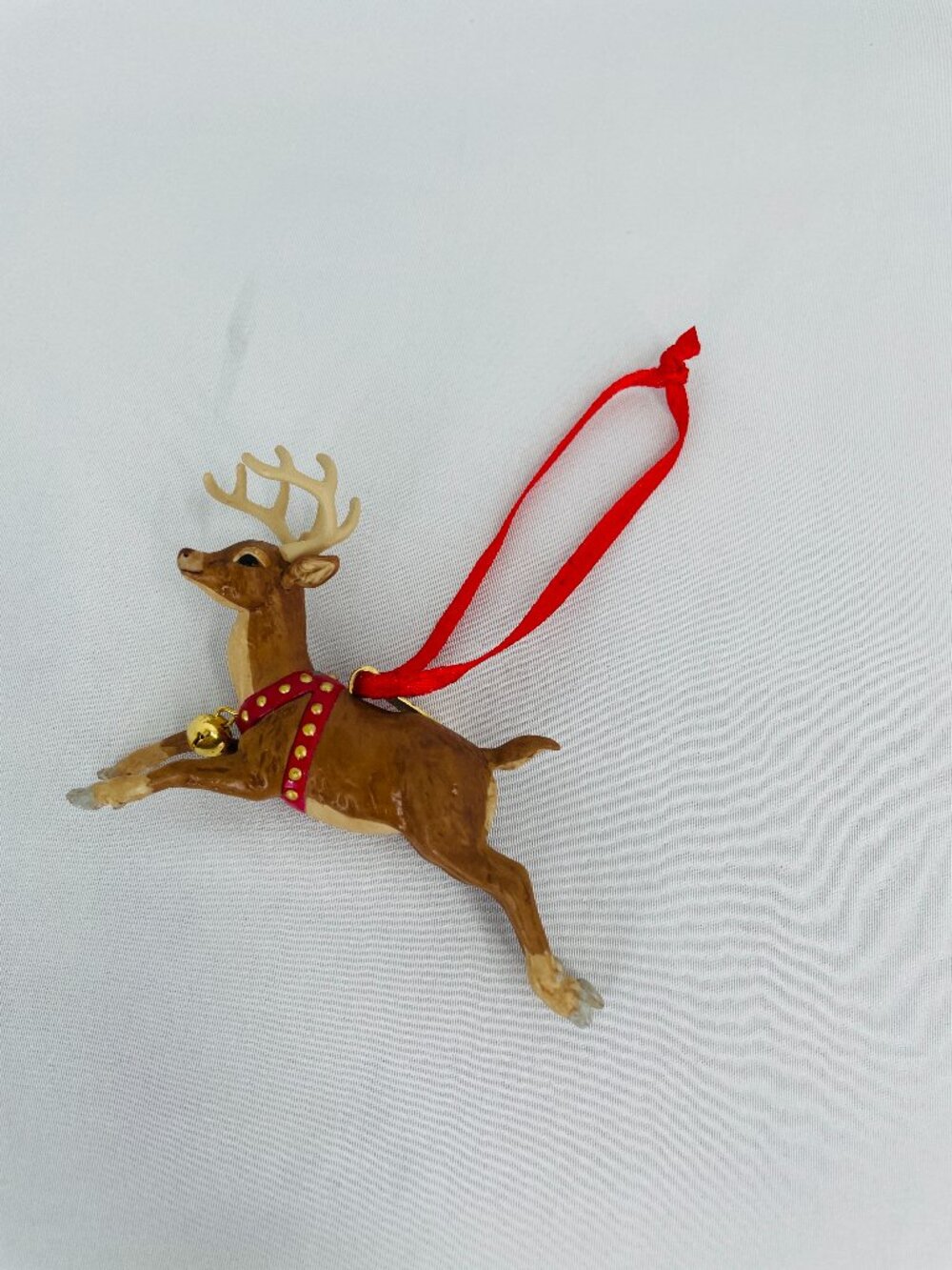 Christmas Reindeer Ornament with Bells and Red Harness